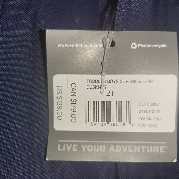 NWT Eddie Bauer Superior Down Parka Toddler Size 2 Navy Blue - Picture 4 of 13